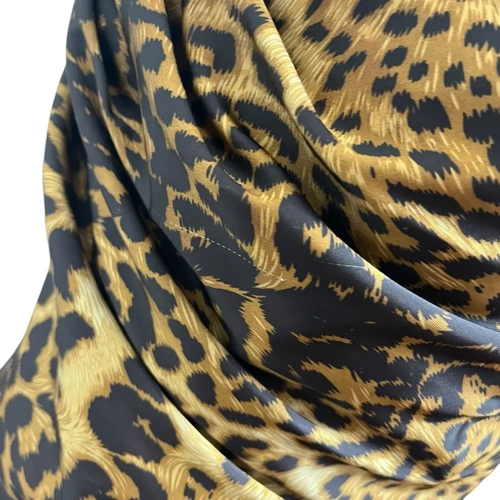 TADASHI Collection Dress Leopard Print Ruched Bodycon Women’s Size 6 Midi